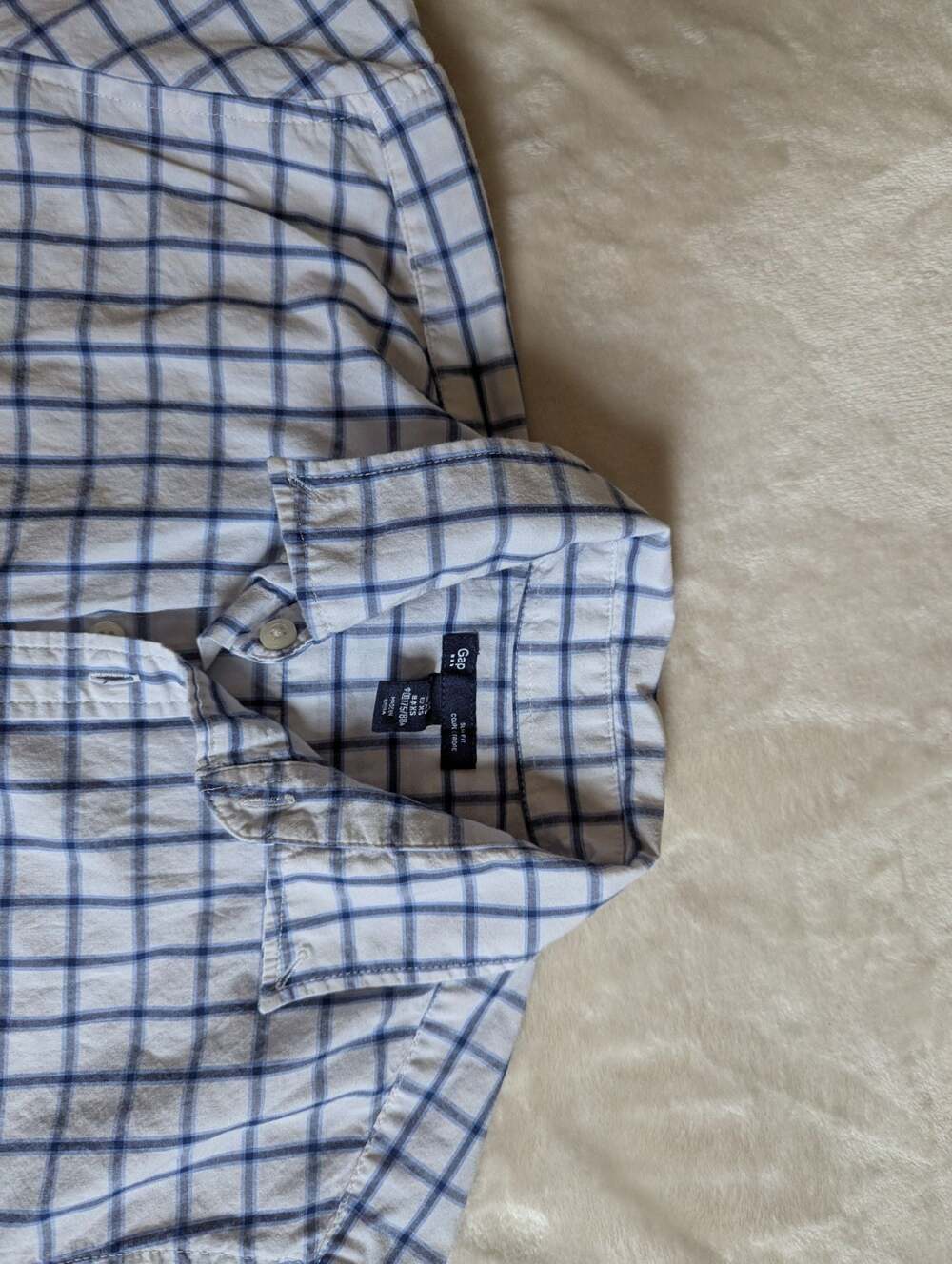 Gap Slim Fit Button Down Shirt Men's XS White Blue Plaid - Picture 2 of 4